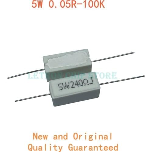 10pcs 5W 5% Cement Resistor Power Resistance 0.1 ~ 10K 0.1R 0.5R 1R 10R 100R 0.22 0.33 0.5 1 2 5 8 10 15 20 25 30 100 1K 10K ohm