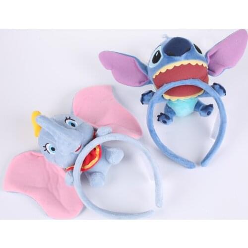Disney Headband Dumbo and Stitch Stuffed Plush Hair Band Hair Accessories Headwear Cosplay Props Gifts for Children Girls Women