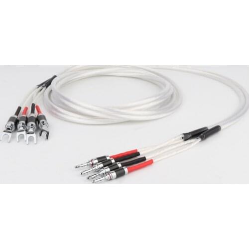 Hi-end OFC Silver Plated Speaker Cable Hifi Audio Banana to Y Spade Rhodium Plated Carbon Fiber Connector Cord Loudspeaker Cable