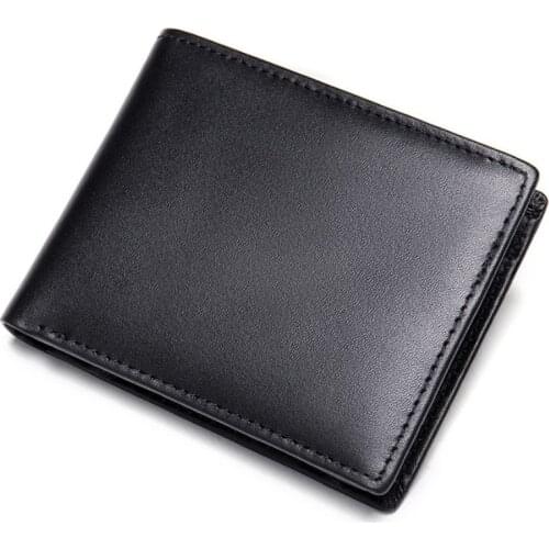 100% Genuine Leather Wallet Men Portomonee PORTFOLIO Card Holder Small Male Money Bag Mini Coin Purse Drivers License Wallet
