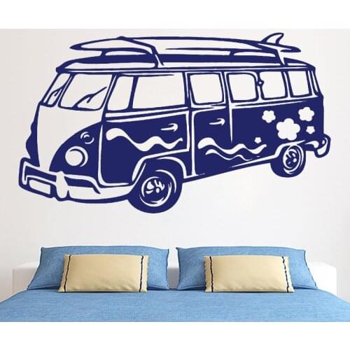 Surfing Camper Wall Stickers Decor Travel Bus Design Vinyl Car Decals Surf Wave Camper Car Art Poster Removable Bus Mural HY1951