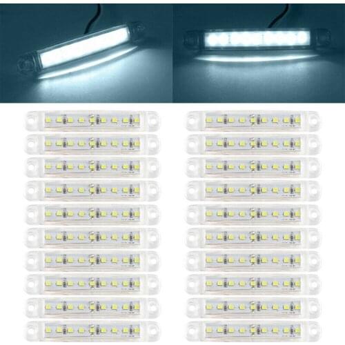 NEW-20Pc Sealed Clear White 9-LED Truck Trailer Lorry Sealed Side Marker Clearance Light Low Led Trailer Light Rear Side
