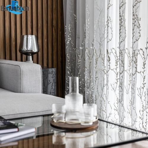 New Direct Selling Living Room Gray Exquisite Tulle For Bedroom Sheer Voile Panel Chinese Screen Curtain For Living Room