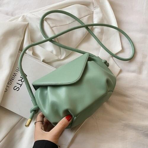 Solid color Pleated Underarm bag 2021 Summer New Soft PU Leather Womens Designer Handbag Luxury brand Shoulder Messenger Bag