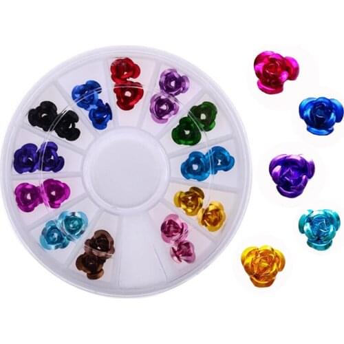 Wholesale 5box/lot 3D Nail Art Decorations Supplies UV Gel Acrylic Colorful Resin Flower Jewelry Nails Wheel Unha Manicure Tools