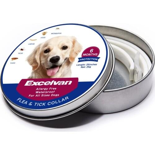 25 inche Pet Dog Collar Anti Flea Ticks Mosquitoes Outdoor Protective Adjustable Waterproof Collar 6 Months Long-term Protection