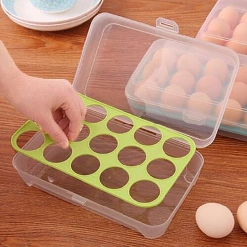 Practical Portable 15 Cell Egg Holder Storage Case Refrigerator Fresh Box Crisper Container Home Kitchen Food Storage Container