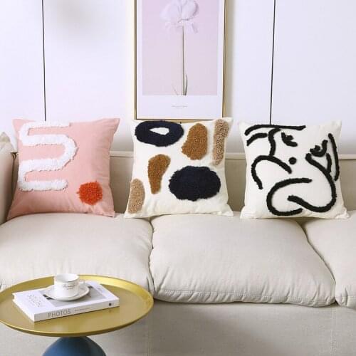 Handmade Geometric Embroidery Cushion Cover Pillows Decor Home Body Pillow Cover 45x45cm Sofa PillowCase Pillow Sham