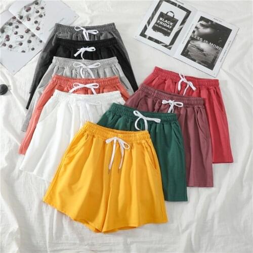 Drawstring Waist High Waist Wide Leg Casual Shorts Women Plus Size Candy Colors Thin Loose Cotton Summer Shorts Female C7294