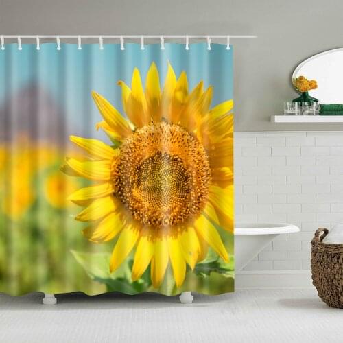 Flowers Plant Shower Curtain Warm Sunflower Fashion Bath Accessories with Hooks Waterproof Polyester Fabric Bathroom Decor