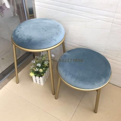 Modern minimalist iron art net red ins makeup chair golden dressing stool small round stool fitting room bedroom creative stool
