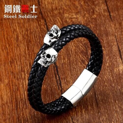 Steel Soldier Men's Leather Bracelets