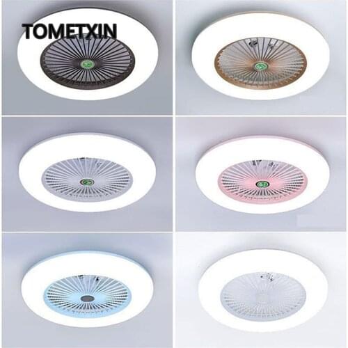 APP led ceiling fan with lights remote control fans for home lamp lighting bedroom living silent 220v app smart Dimmable 55cm