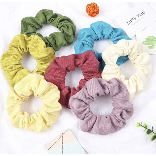 Brand Same Designs Women Cute Scrunchies Elastic Knitted Hair Band Needlework Hair Rope Girls Hair Tie Accessories Schrunches