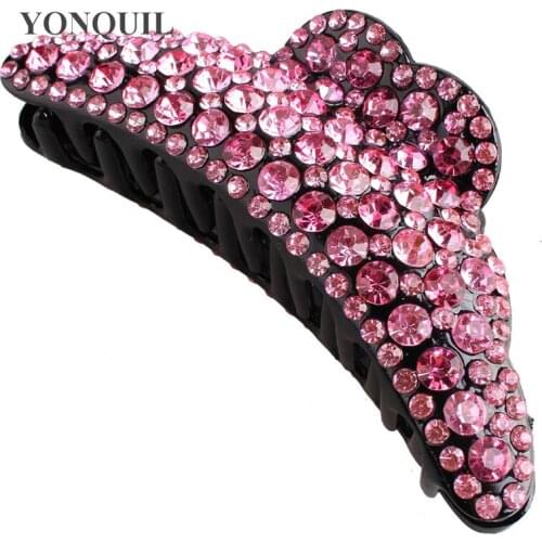 Ladies Rhinestone Shny Colorful Hair Clip Claw Headwear Crystal Hairpin Clamp Bath Shower Women Banana Crab Hair Accessory