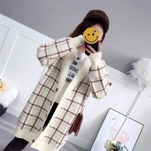 Sweater Women Autumn New Pattern Lazy Wind Sweater Loose Coat Will Code Long Fund Lattice V Lead Unlined Upper Garment Woman