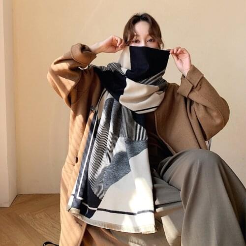 Female Winter Scarf 2020 Luxury Brand Plaid Female Winter Warm Thick Shawl Women Cashmere Scarfs Bufanda