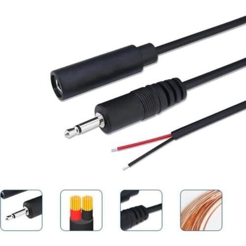 1pcs/5pcs 2pin 2.5mm 3.5mm mono audio Male female connector cable 2 wire Plug extension wire DIY Repairs Cable Charger 25cm