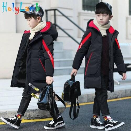 1Pcs Winter Warm Jacket Cotton Hooded Coat Baby Boy Clothes Padded Cotton Down Jacket Long Coat Down Jacket For Boys