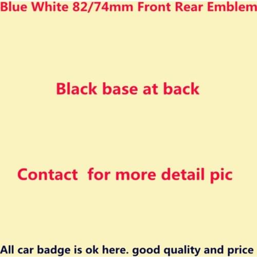 100pcs New Car Styling Good Quality ABS 82mm 74mm Blue White Front Bonnet Hood Rear Boot Badge Emblem Sticker