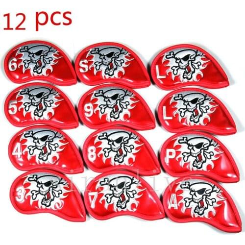 Free shipping 12pcs/set golf iron headcover iron club covers set skull head cover 4 colors