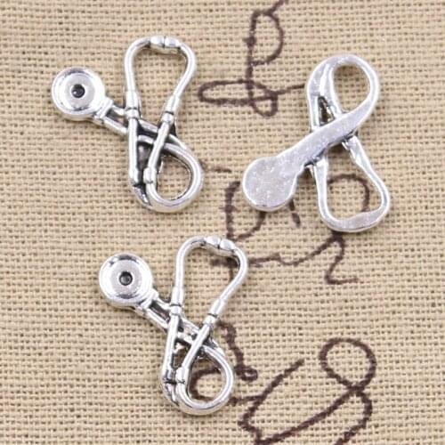 30pcs Charms Doctor Stethoscope 20x17mm Antique Silver Color Pendants DIYCrafts Making Findings Handmade Tibetan Jewelry