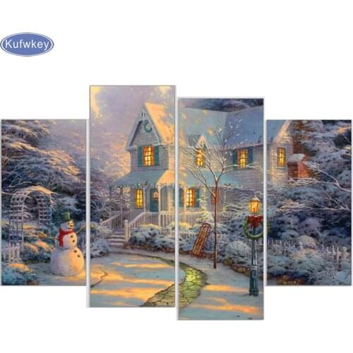 4 pcs.Diamond Embroidery Santa Christmas house DIY Diamond Painting Cross Stitch Picture Rhinestones Full Square Diamond Mosaic