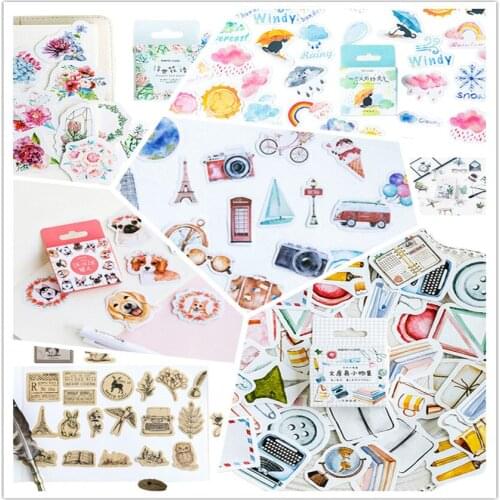 46pcs/box Lovely Good everyday weather flowers album decorations DIY stickers diary scrapbooking School office stationery