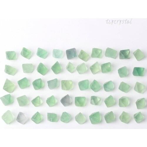 50PCS (10-15MM) Octahedral Rough Green Fluorite Crystal Specimen Healing Ornament