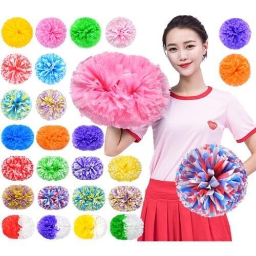 50PCS colorfast no fading cheerleader pom poms cheerleading pompoms Cheering pompom Flower Took Ball Bouquet Plastic Handles