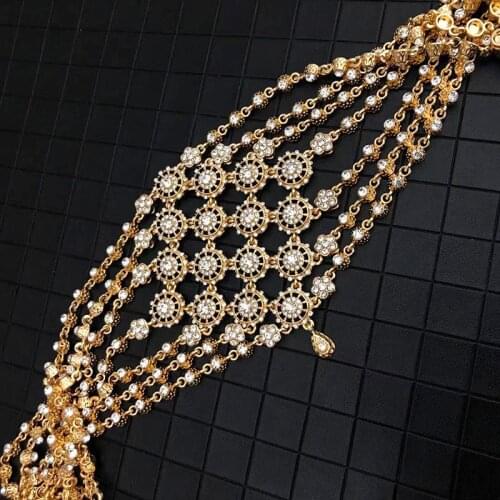 Arabic Handmade Jewelry Bridal Hair Accessories Women Gold Headpiece Jewelry Big Size Head Chain