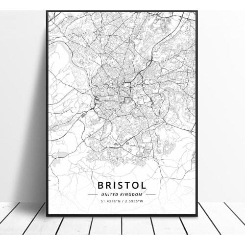 Bristol Bath Bournemouth Chester Ipswich Mansfield Milton Keynes United Kingdom Map Canvas Art Poster