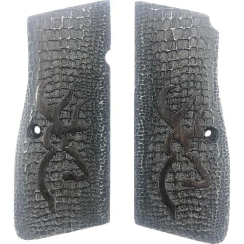 Belgium Browning Hp 14 Compatible Custom Production Laser Cut Black Wooden Grip Mod82