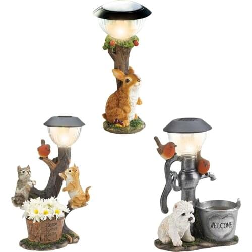 Cat Dog Rabbit Creativity Solar Lamp Statue Window Room Decor Animal Light Cat Climbing Home Garden Decoration