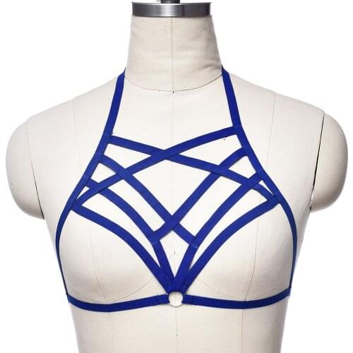 Gothic Crop Top Sexy Cage Bra Hollow Out Elastic Bandage Lingerie Body Harness Belt Women Harajuku Adjust Body Cage