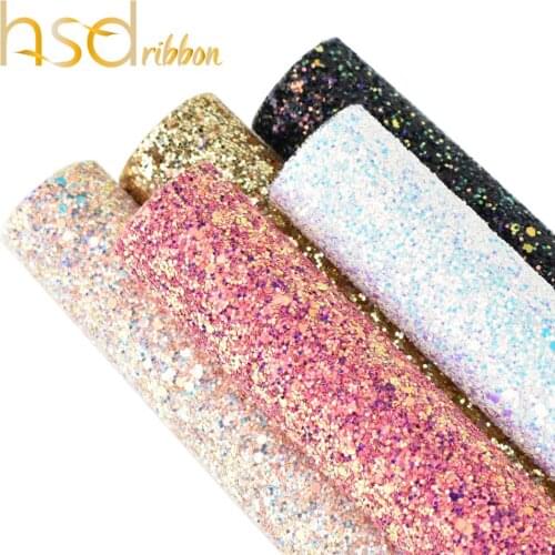 HSDCraft 20*34cm Glitter Fabric Chunky Synthetic Leather for Diy