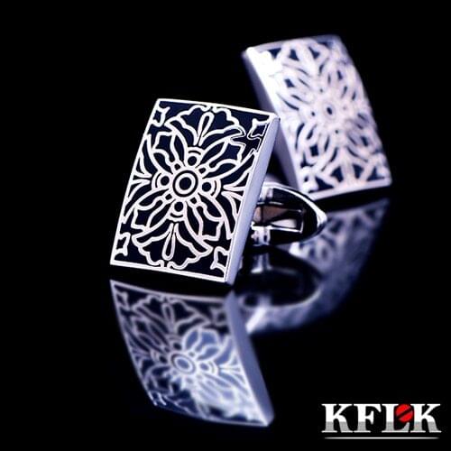 KFLK Luxury New shirt cufflinks for mens Gifts Brand cuff buttons Black cuff links High Quality abotoaduras Art pattern Jewelry