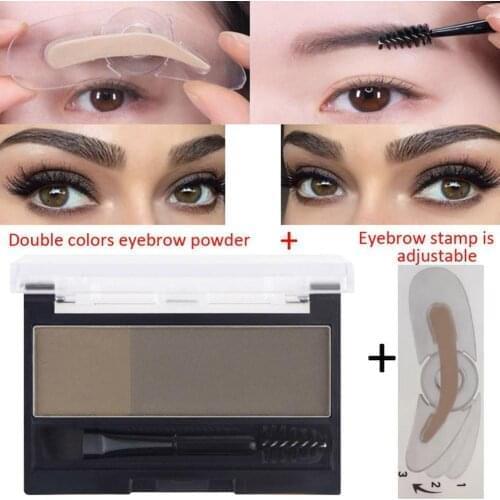 VIP Link Lazy Two-color Eyebrow Powder Set With Eyebrow Brush Stamp, Artifact Waterproof Natural Palette Thrush D6J4