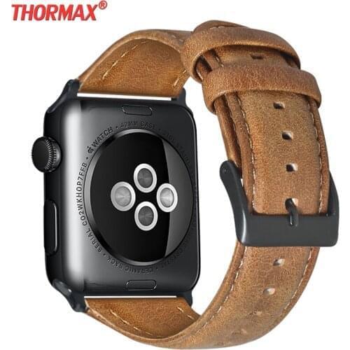 For Apple WatchLeather band Genuine Wax Oil Skin watchband 40mm 44mm Series 5/4/3 Replacement Strap For iwatch 42mm bracelet