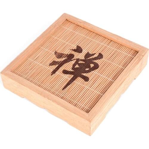 Chinese Style Retro Square Bamboo Mat Teapot TeaCup Holding Pad Eco-Friendly Traditional Tea Ceremony Supplies