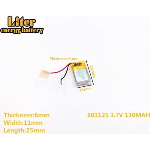 Liter energy battery 3.7V 130mAh 601125 plug Lithium Polymer Rechargeable Battery For MP3 MP4 MP5 Lithium polymer battery