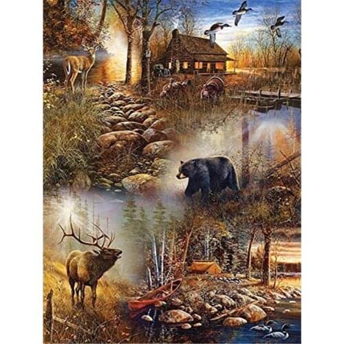 Nature Landscape DIY Embroidery Cross Stitch 11CT Kits Needlework Craft Set Printed Canvas Cotton Thread Home Design