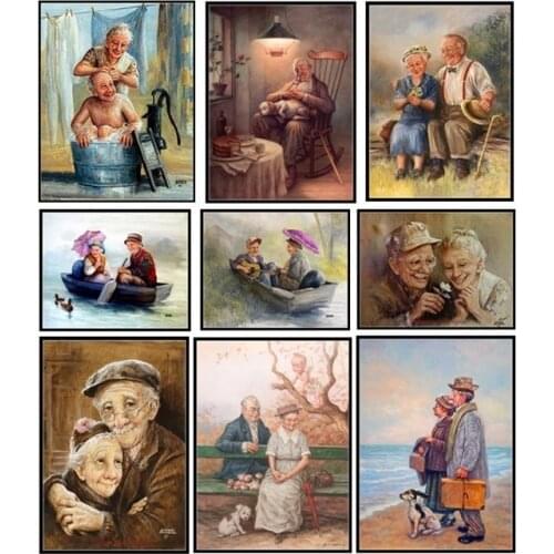 Embroidery Counted Cross Stitch Kits Needlework - Crafts 14 ct Color DIY Arts Handmade Decor - Elderly Couple Collection