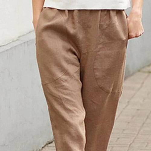 Office Women Cargo Pants Trousers Mid Waist Cotton Women Clothing Pencil Pants Plus Size Summer Women Pants