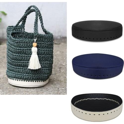 Leather Bag Base Shaper Bottom Knitting Crochet Bags Handbag Parts Accessories Women Bag Bottom Handmade Round Craft Crochet Pad