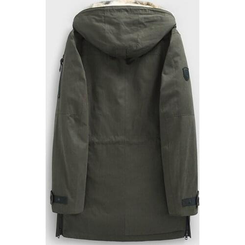 Winter Parka Real Fur Coat Men Long Jacket Hooded Natural Wolf Fur Liner Mens Winter Jackets and Coats Parkas KJ3443