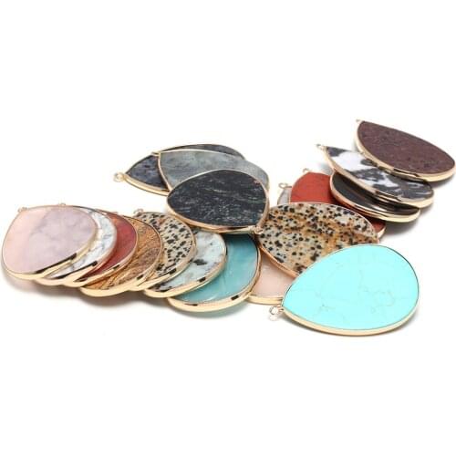 Natural Stone Pendant Water Drop Amethysts Opal Pendant Crystal For Trending Jewelry Making Women man Necklace Earring