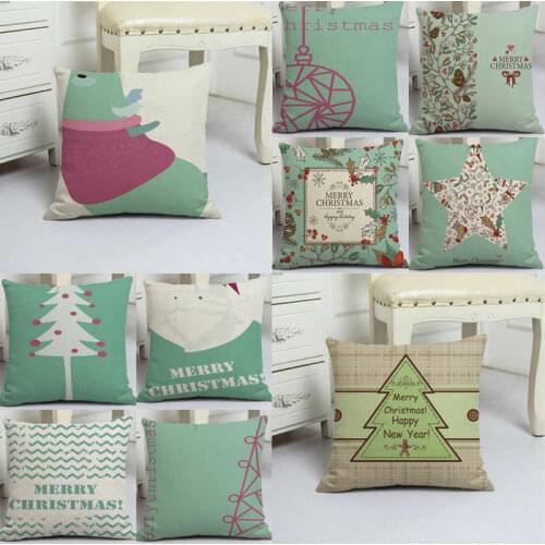 Merry Christmas blessings Pillow Case Cotton Linen Cushion Cover Home Sofa Decor 18"