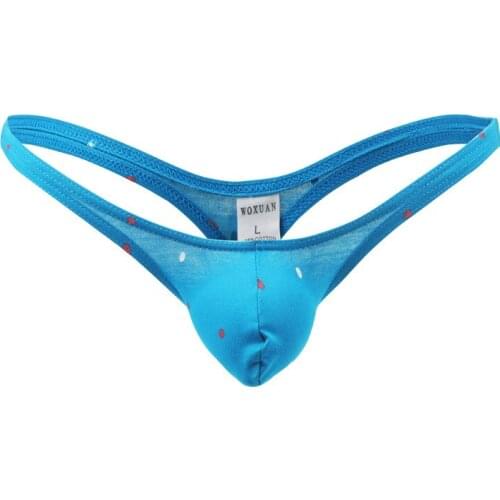 Sexy Gay Underwear Men G-strings Thong Man Lycra Cotton Printed Low Waist U Convex Pouch Underpants Cuecas calzoncillos M-XXL