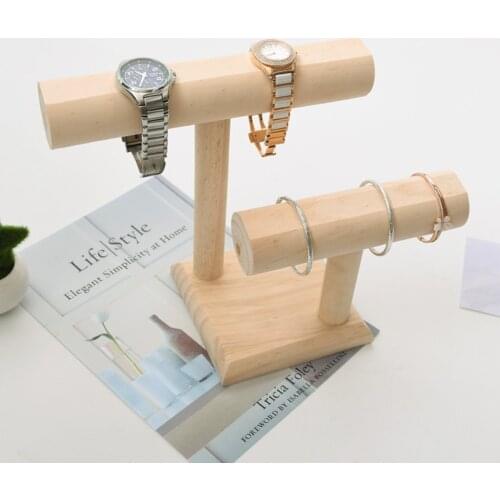 T- Bar Wooden Jewelry Holder Stand Bangle Bracelet Watch Jewelry Holder Display for Various Jewelry Watch Bangle Bracelet